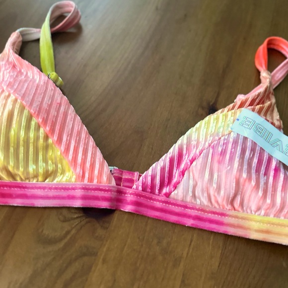 NWT Revibe Dippin Daisy’s Ribbed Boho Pink Tie Dye Bikini Top Large - Picture 3 of 8